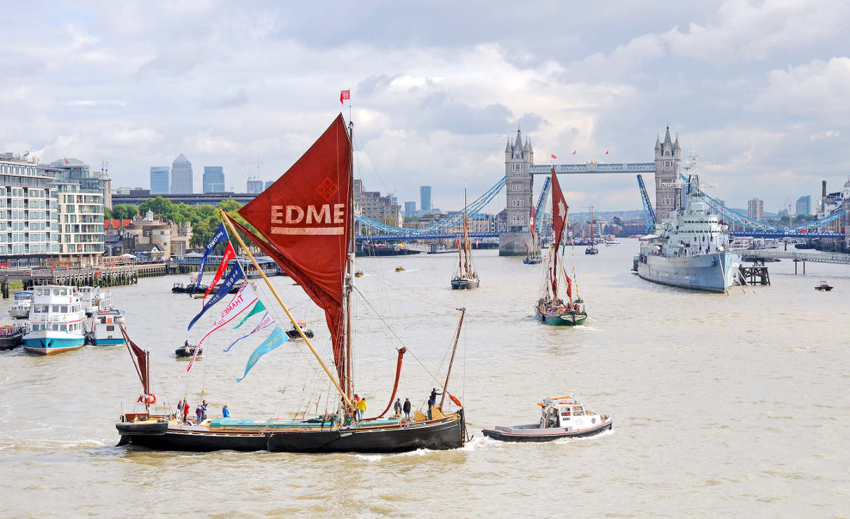 Sailing Barge Edme being turned in the Upper Pool by Livett's tug boat 'Alfie'. — Picture by Nigel Pepper (nigelpepperphotography.co.uk)